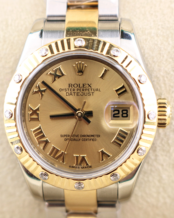 2013 Rolex Lady-Datejust 26MM Champagne Dial Two-Tone Steel/Yellow Gold Bracelet (179313)