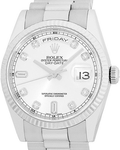 2005 (D Serial) Rolex Day-Date 36MM Silver Dial White Gold President Bracelet (118239)