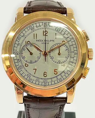 Patek Philippe Chronograph Complications 42MM Silver Dial Leather Strap (5070R-001)