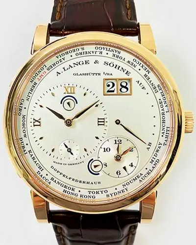 2012 A. Lange & Sohne Lange 1 Time Zone 41.9mm Silver Dial Leather Strap (116.032)