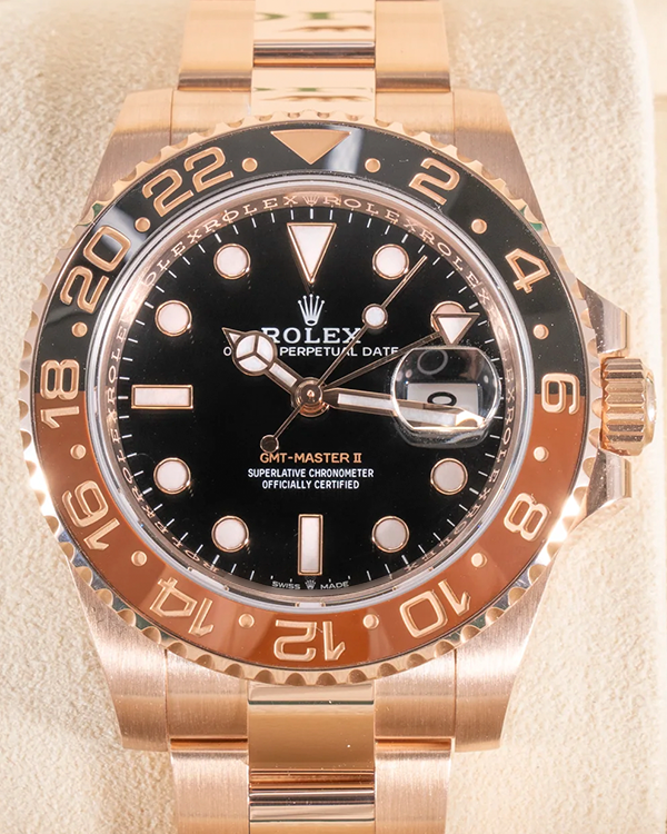 2021 Rolex GMT-Master II "Rootbeer" 40MM Black Dial Everose Gold Oyster Bracelet (126715CHNR)