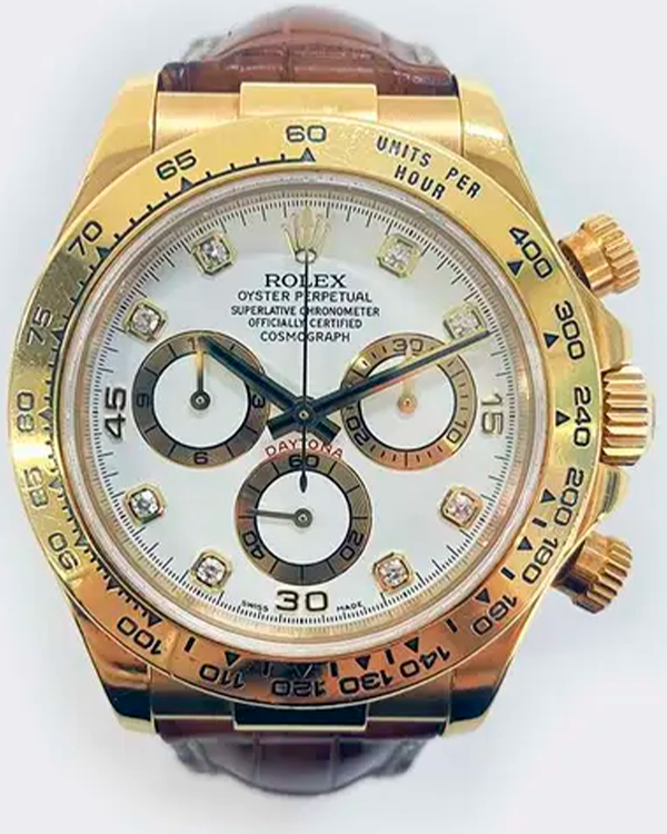 Rolex Cosmograph Daytona 40MM White Dial Leather Strap (116518)