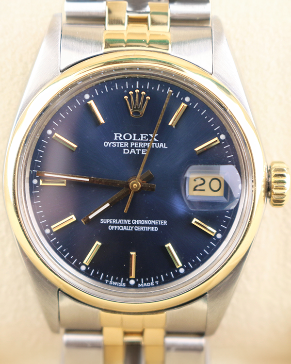 1988 (R Serial) Rolex Oyster Perpetual Date 34MM Black Dial Two-Tone Jubilee Bracelet (15053)