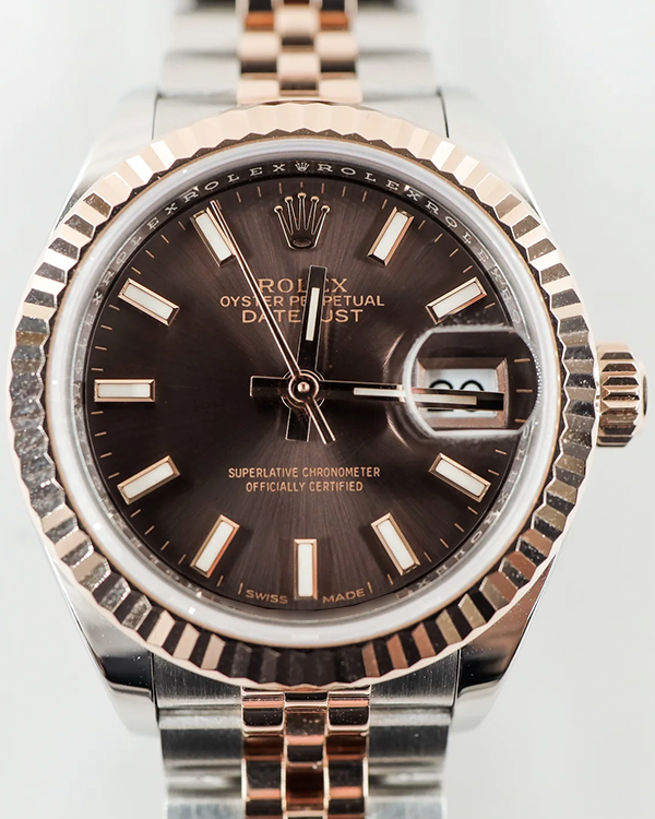 2020 Rolex Lady-Datejust 28MM Chocolate Dial Two-Tone Jubilee Steel/Rose Gold Bracelet (279171)