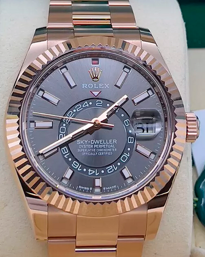 2023 Rolex Sky-Dweller 42MM Rhodium Dial Rose Gold Oyster Bracelet (336935)