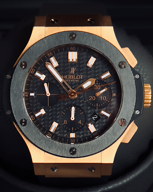 2013 Hublot Big Bang Evolution 44MM Rose Gold Carbon Fiber Dial Rubber Strap (301.PM.1780.RX)