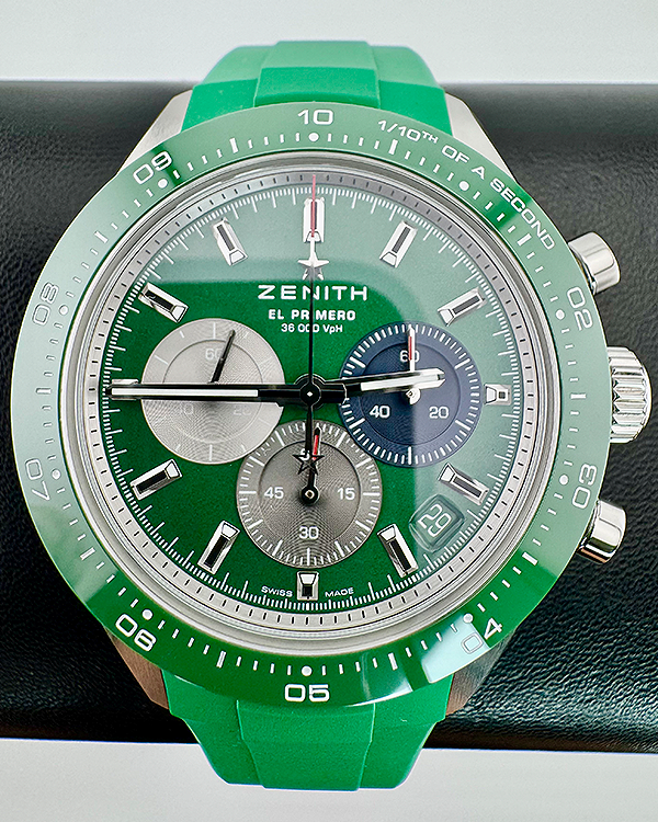 No Reserve - 2024 Zenith Chronomaster Sport 41MM Green Dial Rubber Strap (03.3119.3600/56.R952)