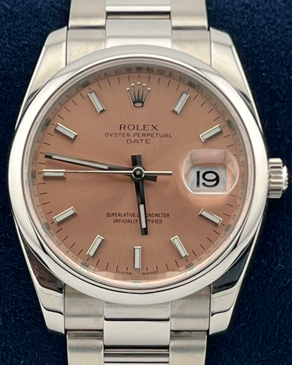 2008 (V Serial) Rolex Oyster Perpetual Date 34MM Salmon Dial Steel Bracelet (115200)