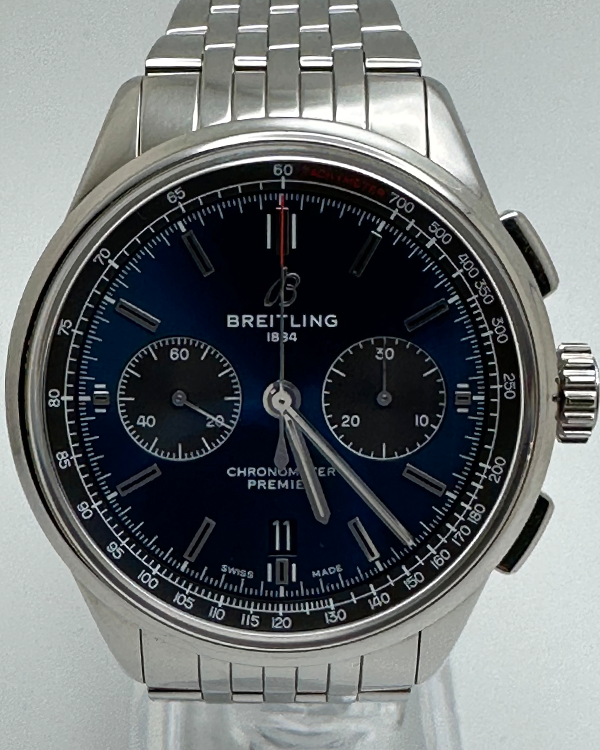 2023 Breitling Premier B01 Chronograph 42 Steel Blue Dial (AB0118221C1A1)