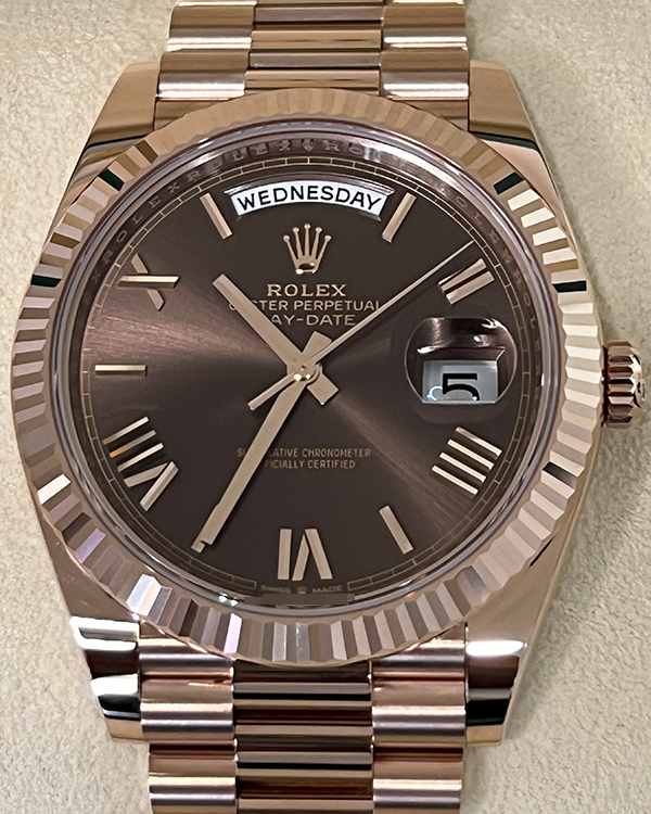 2024 Rolex Day-Date 40MM Chocolate Dial Everose Gold President Bracelet (228235)