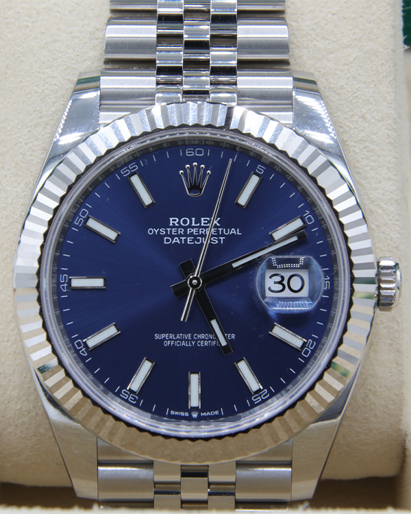 2023 Rolex Datejust 41 Jubilee Bracelet Oystersteel and White Gold Blue Dial (126334)