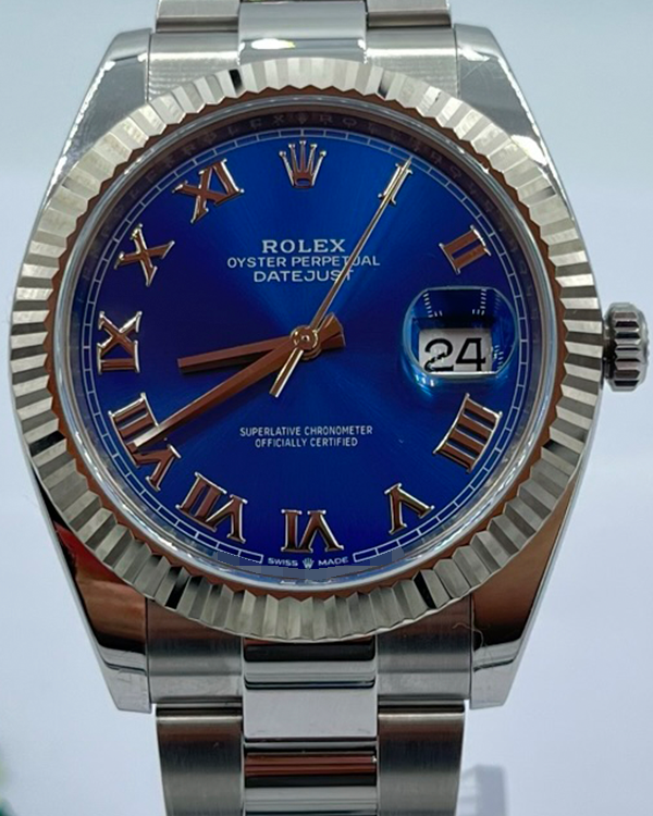 2022 Rolex Datejust 41MM Azzurro Blue Dial Oyster Bracelet (126334)