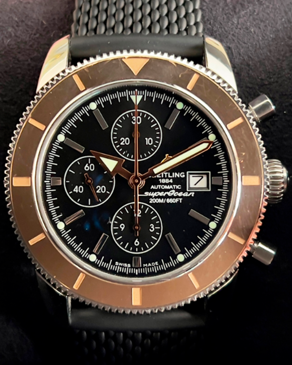 No Reserve - 2014 Breitling Superocean Heritage Chronograph 46MM Black Dial Rubber Strap (U1332012/B908)