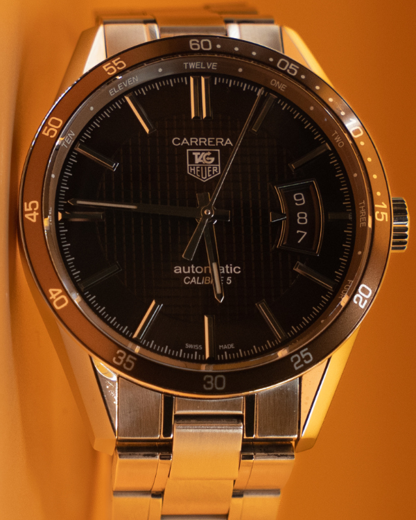 2009 TAG Heuer Carrera Calibre 5 39MM Brown Dial Steel Bracelet (WV211N.BA0787)