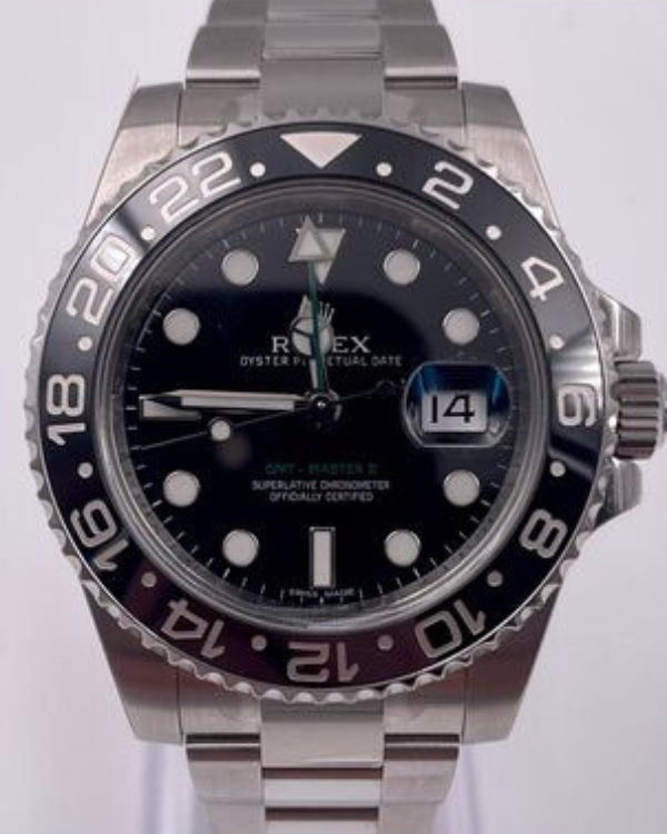 2011 Rolex GMT-Master II Stickered 40MM Oystersteel Black Dial (116710LN)