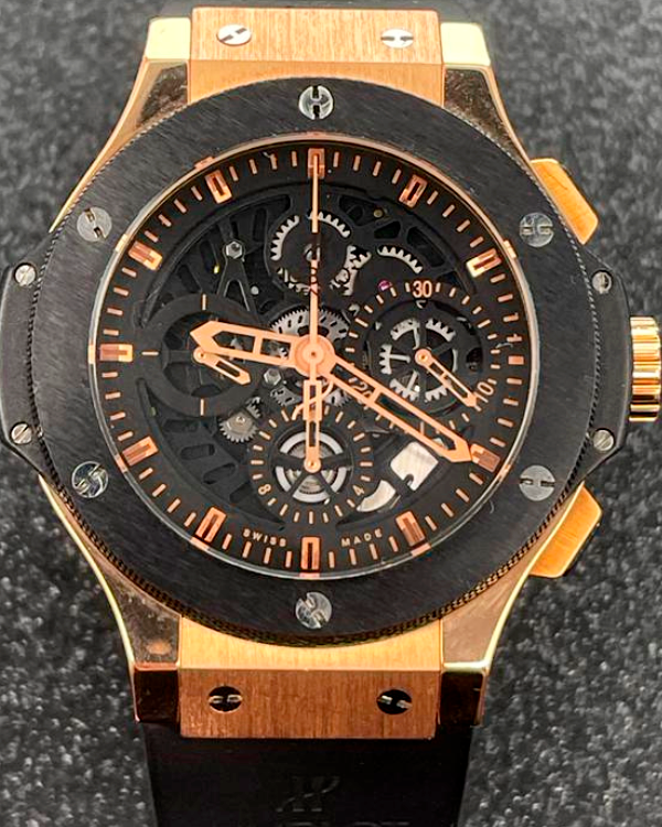 Hublot Big Bang 44.5MM Rose Gold Skeleton Dial Rubber Strap (310.PM.1180.RX)