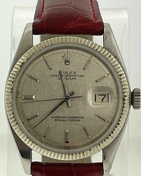 Rolex Datejust 36MM Silver Motif Dial Leather Strap (1601)