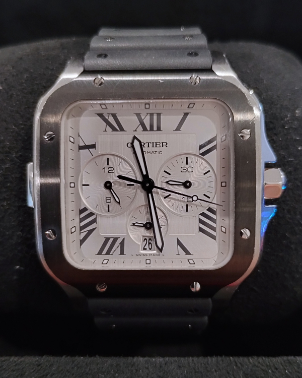 Santos De Cartier Chronograph XL Silver Dial (WSSA0017)