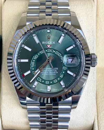 2023 Rolex Sky-Dweller 42MM Jubilee Bracelet Oystersteel and White Gold Green Dial (336934)