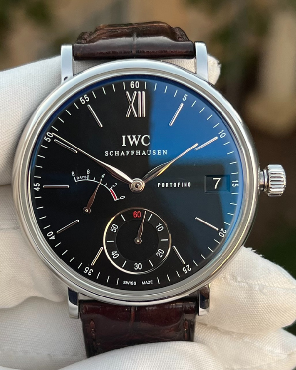 IWC Portofino Hand-Wound 45MM Black Dial Leather Strap (IW5101-02)