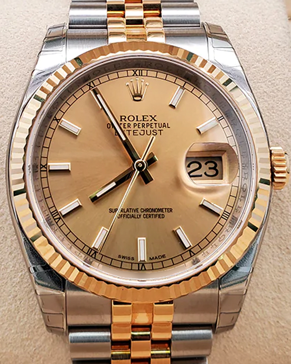 2014 Rolex Datejust 36MM Champagne Dial Two-Tone Jubilee Bracelet (116233)