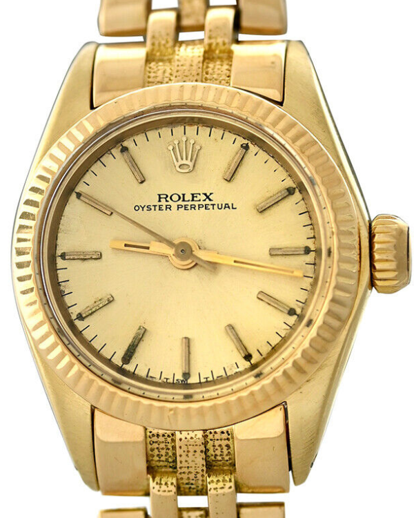 Rolex Oyster Perpetual Lady 24MM Champagne Dial Gold Bracelet (6719)