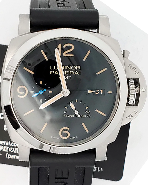 2022 Panerai Luminor GMT Marina 1950 3 Days 44MM Black Dial Rubber Strap (PAM01321)