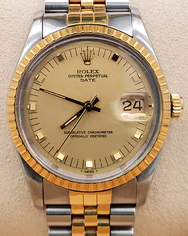 1983 Rolex Oyster Perpetual Date 34MM Champagne Dial Two-Tone Jubilee Bracelet (15013)