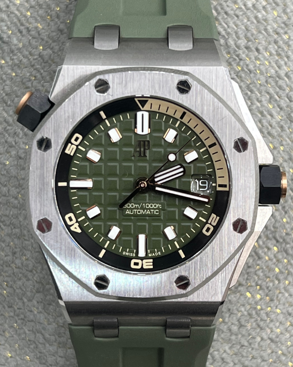 Audemars Piguet Royal Oak Offshore Diver 42MM Khaki Green Dial Rubber Strap (15720ST)