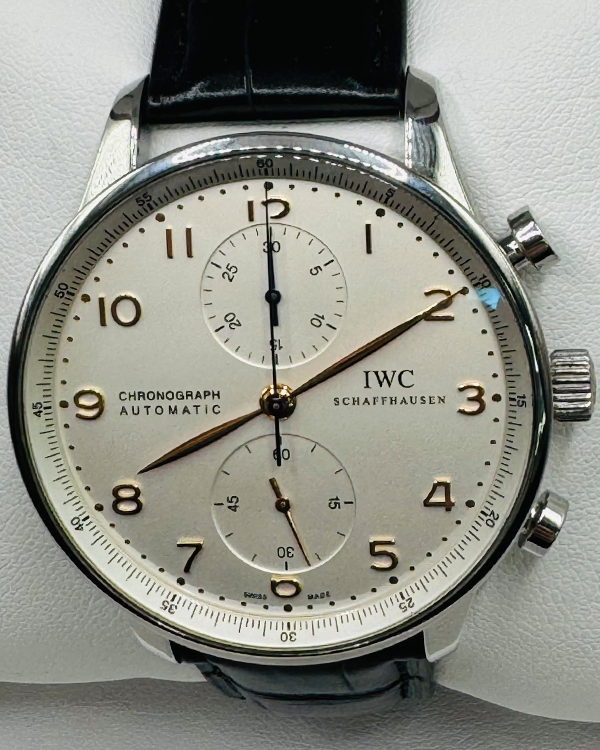 IWC Portuguese Chronograph 41MM Silver Dial Leather Strap (IW371445)