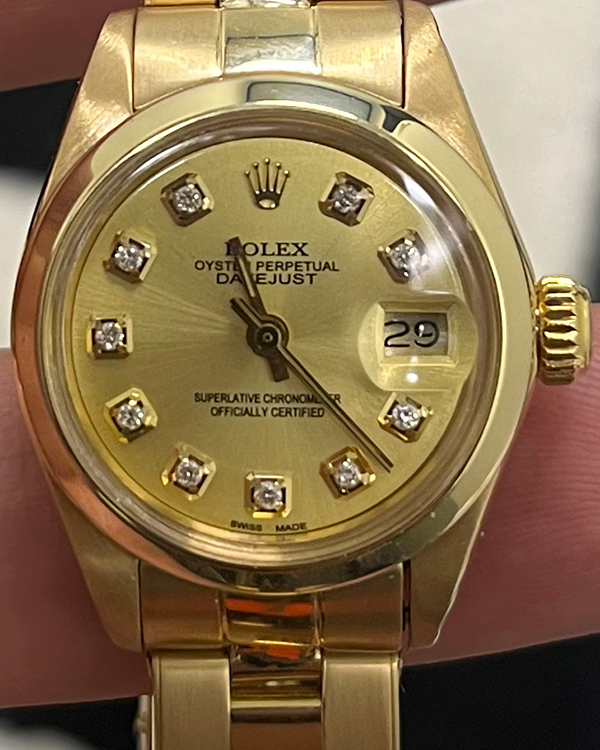 Rolex Lady-Datejust 26MM Gold Dial 18K Yellow Gold Bracelet (6916)