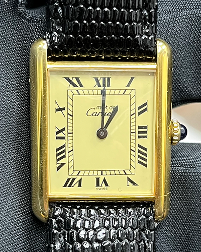 Cartier Tank Vermeil  20mm Champagne Dial Aftermarket Leather Strap (AS211)