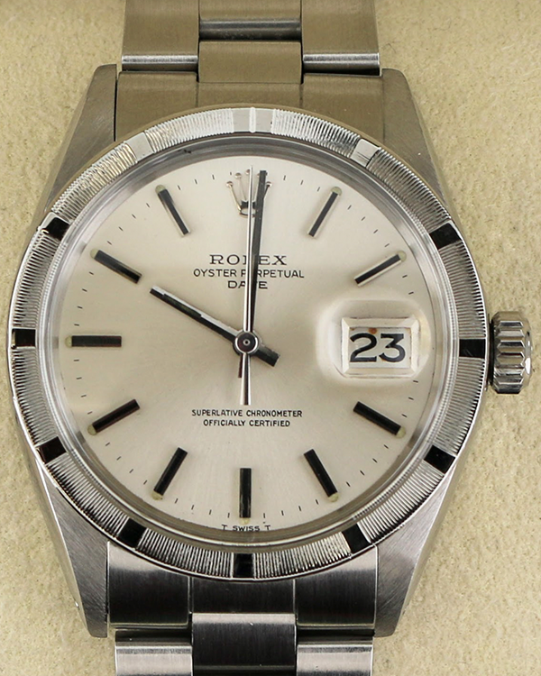 1970 (2.4 Mill. Serial) Rolex Oyster Perpetual Date 34MM Silver Dial Oyster Bracelet (1501)