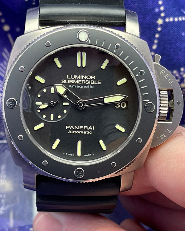 2014 Panerai Luminor Submersible 1950 3 Days Automatic 47MM Black Dial Rubber Strap Aftermarket (PAM00389)