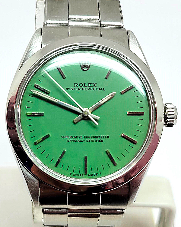 1969 Rolex Air-King 34MM Aftermarket Oyster Perpetual Green Dial Steel Bracelet (5500)