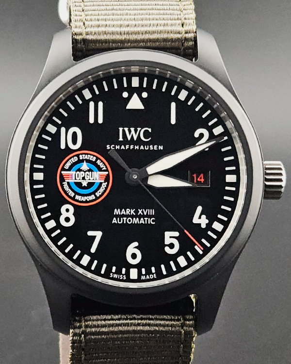 IWC Schaffhausen Pilot Mark XVIII Top Gun “SFTI” 41MM Black Dial Textile Strap (IW324712)