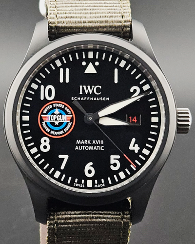 IWC Schaffhausen Pilot Mark XVIII Top Gun “SFTI” 41MM Black Dial Textile Strap (IW324712)