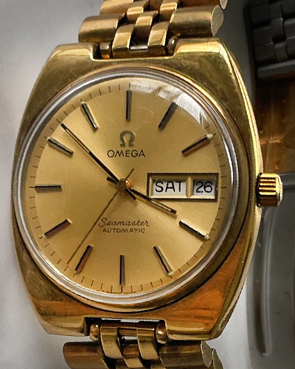 Omega Seamaster 35MM Champagne Dial Aftermarket Gold-Plated Bracelet (166.0216)