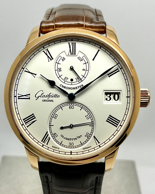 Glashütte Original Senator Navigator Chronometer 42MM Silver Dial Leather Strap (1-58-01-02-05-30)