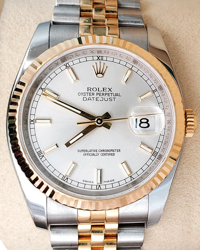 Rolex Datejust 36MM Silver Index Dial Two-Tone Jubilee Bracelet (116233)