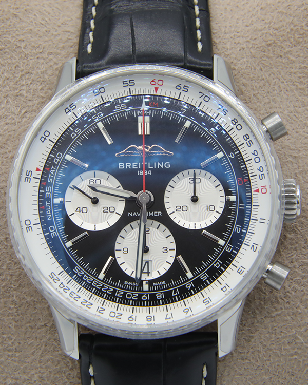 Breitling Navitimer B01 Chronograph 43MM Black Dial Leather Strap (AB0138)