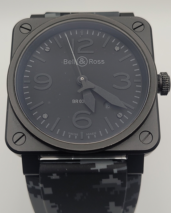 2015 Bell & Ross Phantom BR 03-92 42MM Black Dial Rubber Strap (BR03-92-S)