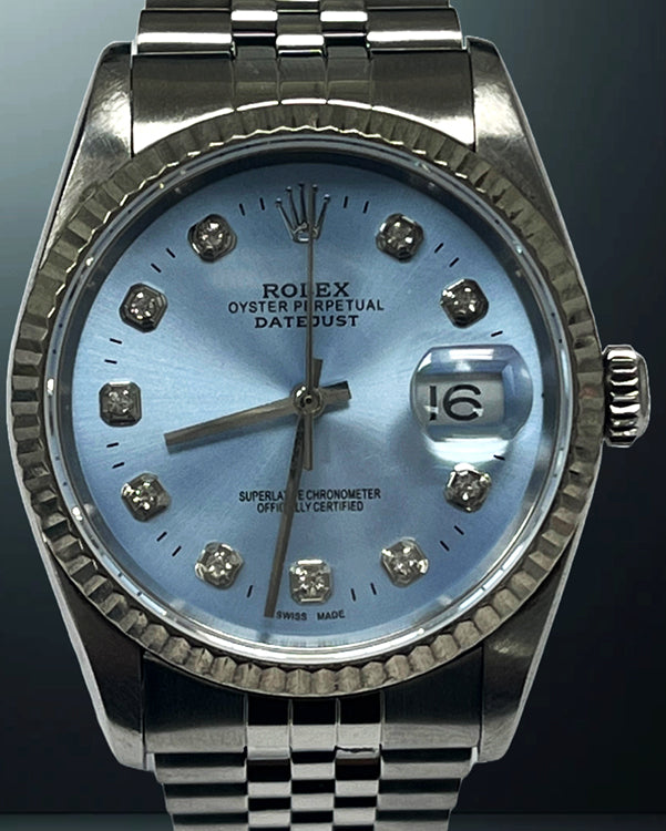 Rolex Datejust 36MM Aftermarket Blue Dial Jubilee Bracelet (16234)