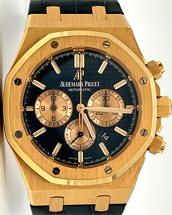 Audemars Piguet Royal Oak Chronograph 41MM Blue Dial Leather Strap (26331OR)