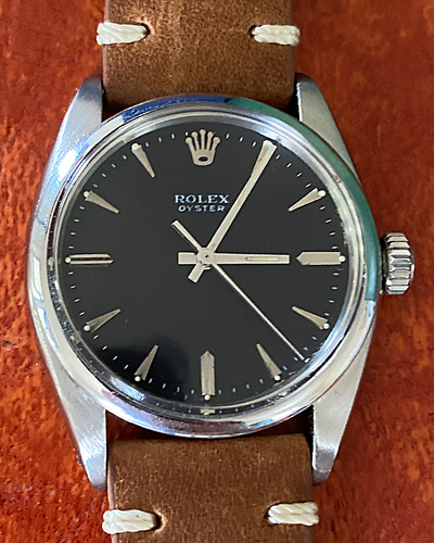 Rolex Oyster Precision 34MM Black Dial Aftermarket Leather Strap (6426)