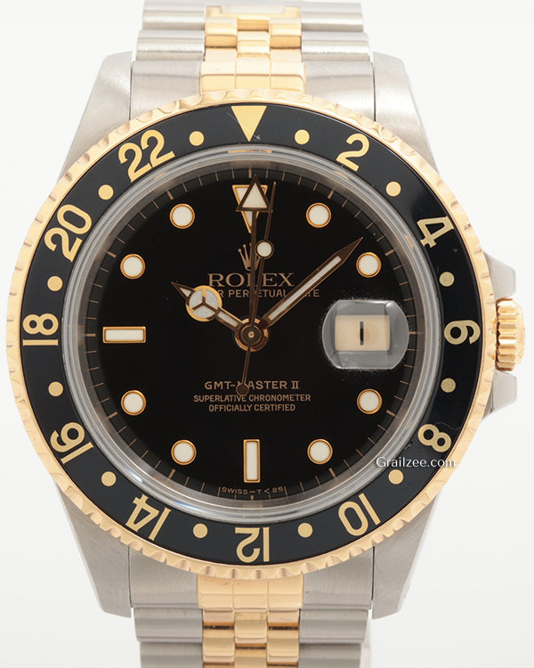 1991 (N-Serial) Rolex GMT-Master II 40MM Black Dial Two-Tone Jubilee Bracelet (16713)