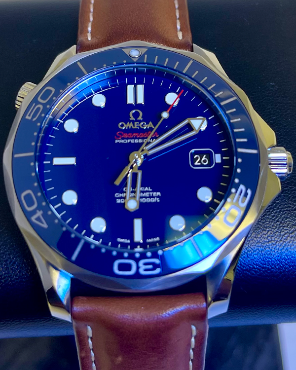 Omega Seamaster Diver 300M 41MM Blue Dial Leather Strap (212.30.41.20.03.001)