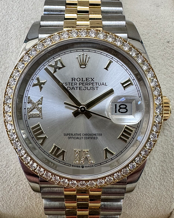 2020 Rolex Datejust 36MM Oystersteel and Yellow Gold Jubilee Bracelet Factory Diamonds Silver Dial (126283RBR)