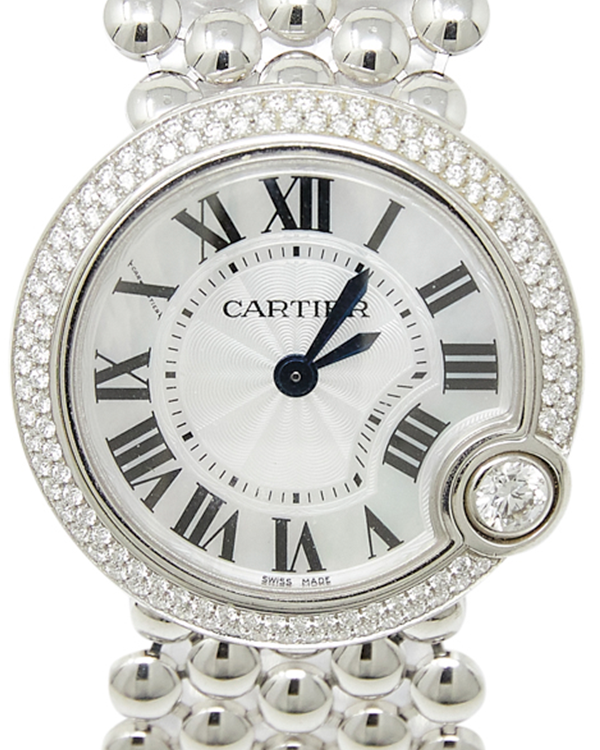 Cartier Ballon Blanc De Cartier 24MM Quartz Mother of Pearl Dial White Gold Bracelet (WE902058)