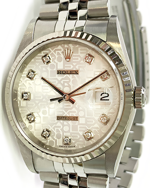 Rolex Datejust 36MM Silver "Jubilee Motif" Dial Jubilee Bracelet (16234)